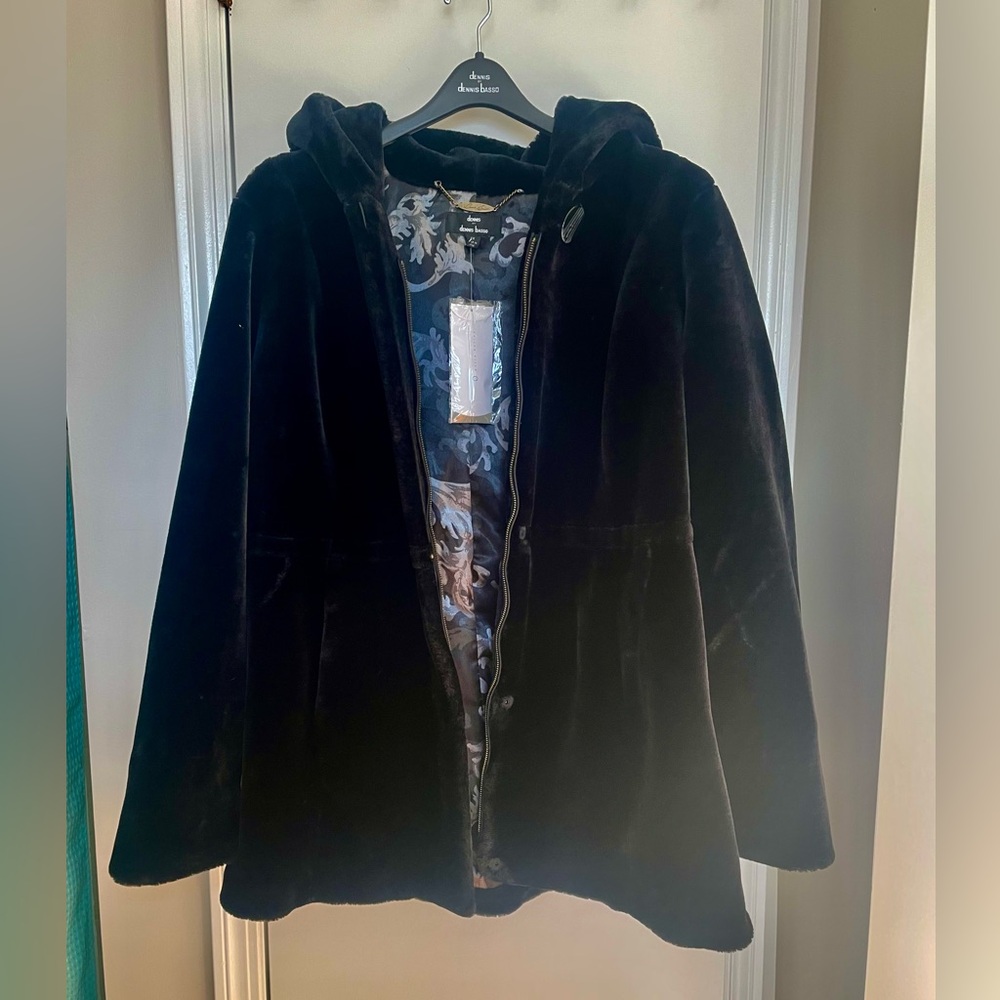 NWT Dennis Basso Faux Mink Coat